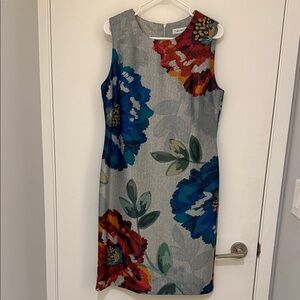 Calvin Klein Gray Floral Midi Dress